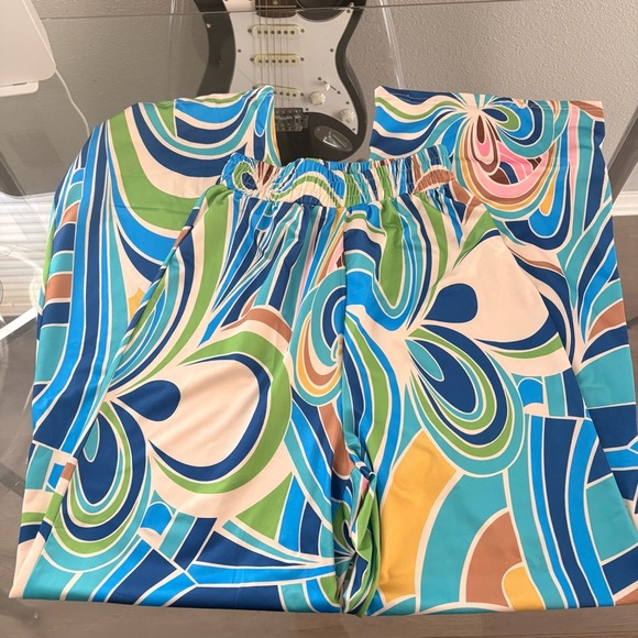 Blue and Green Abstract Women Swim Coverup by HalfHeart - Picture 4 of 11